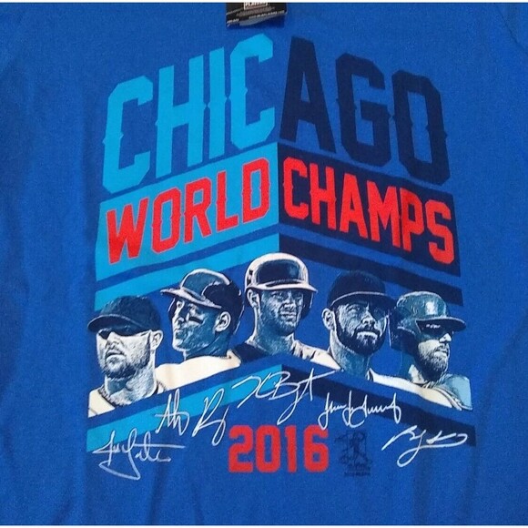 Chicago Cubs T Shirt Players 2016 World Series Champions MLB Womens Medium - Picture 3 of 5